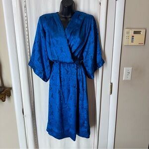 Vintage Lizzy & Johnny Vibrant Blue Floral Kimono Dress